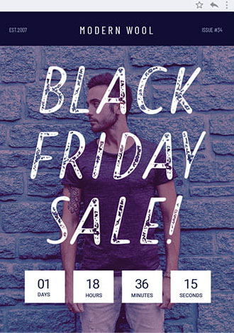 Holday sale email example, with text: Modern Wool. Black firday Sale!